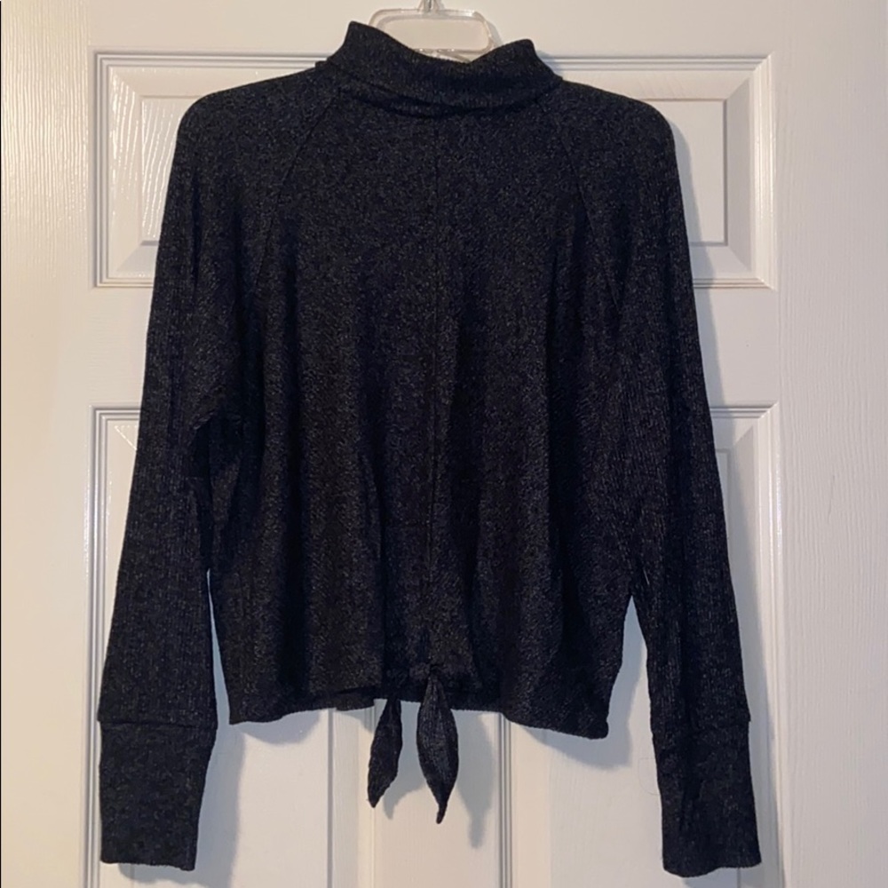Express Tie Front Turtleneck Top